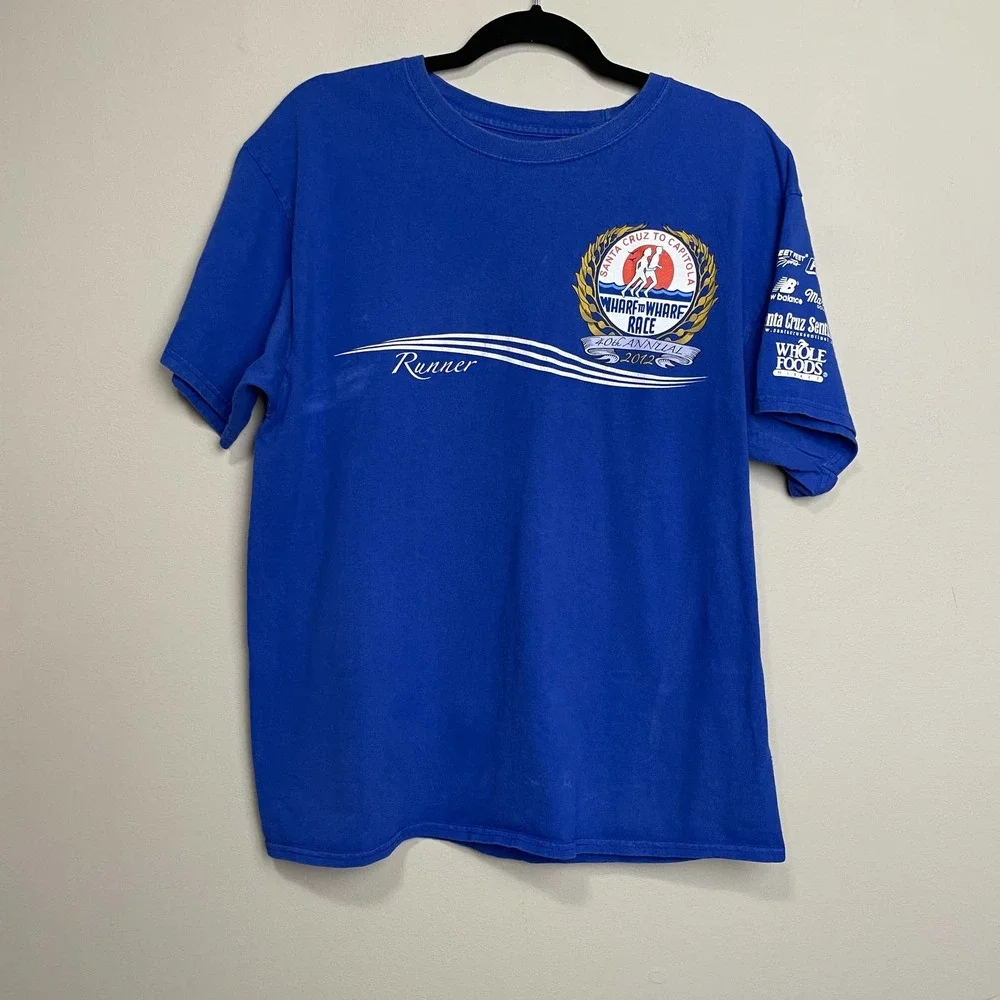 Santa Cruz Wharf to Wharf Race 2012 Running Graphic Shirt Crew Neck Short Sleeve - Picture 1 of 7